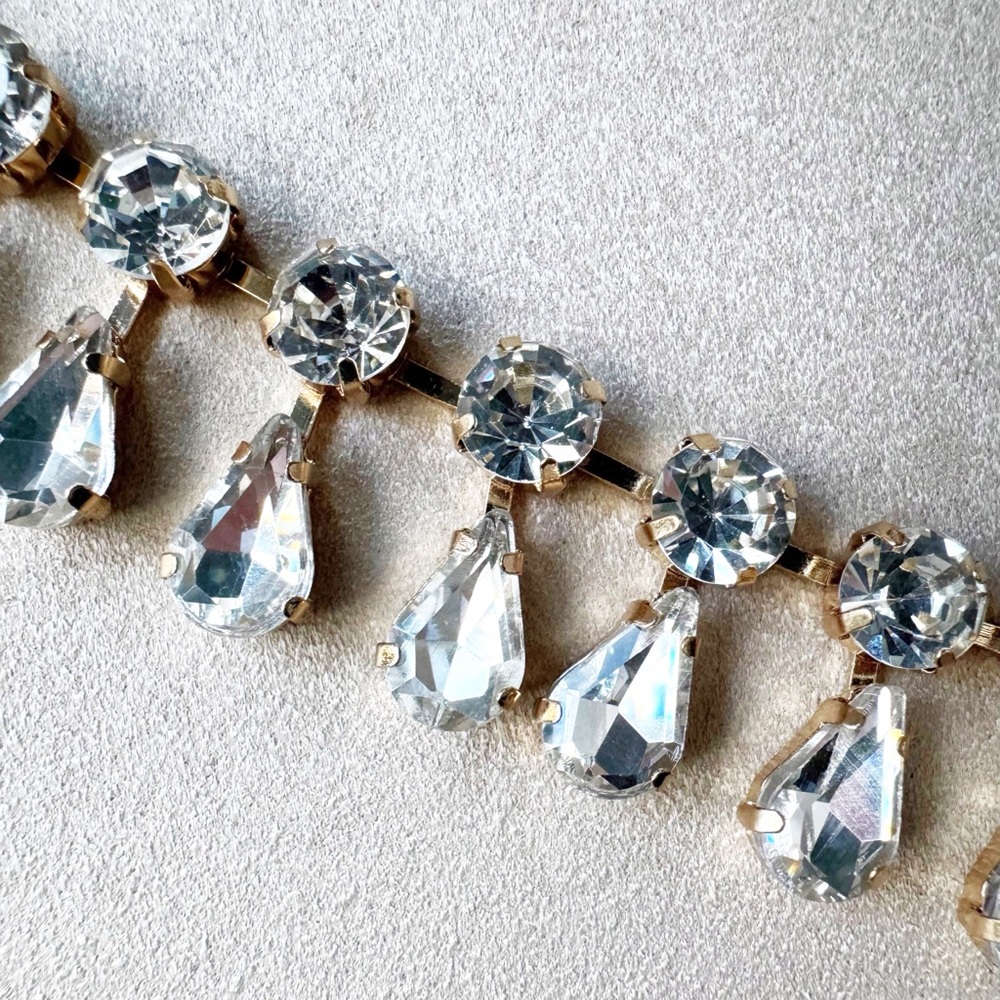 Anthropologie Clear Rhinestone Teardrop Necklace - Picture 7 of 16
